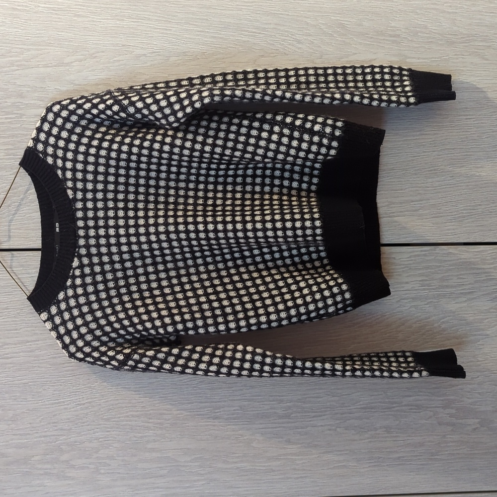 UNIQLO wool mohair blend sweater women S black white soft warm layering